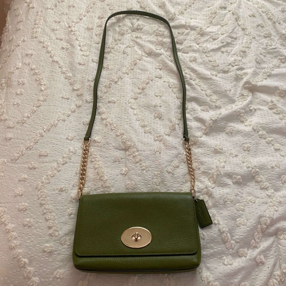 Coach leather and gold detail cross body